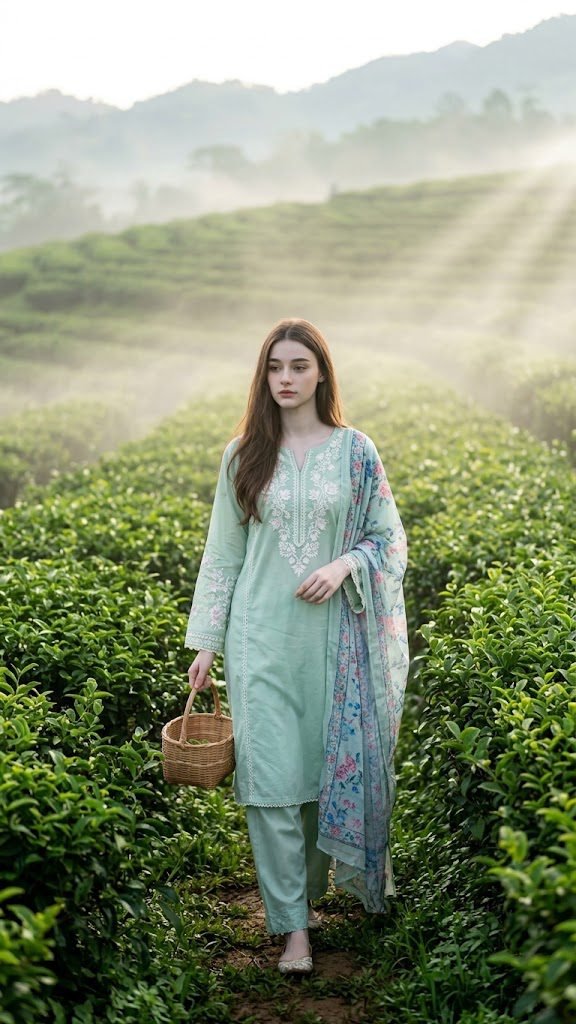 Mint Outfit at a Tea Garden