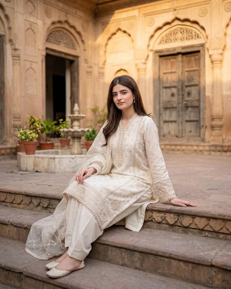 Ivory Outfit at a Heritage Courtyard