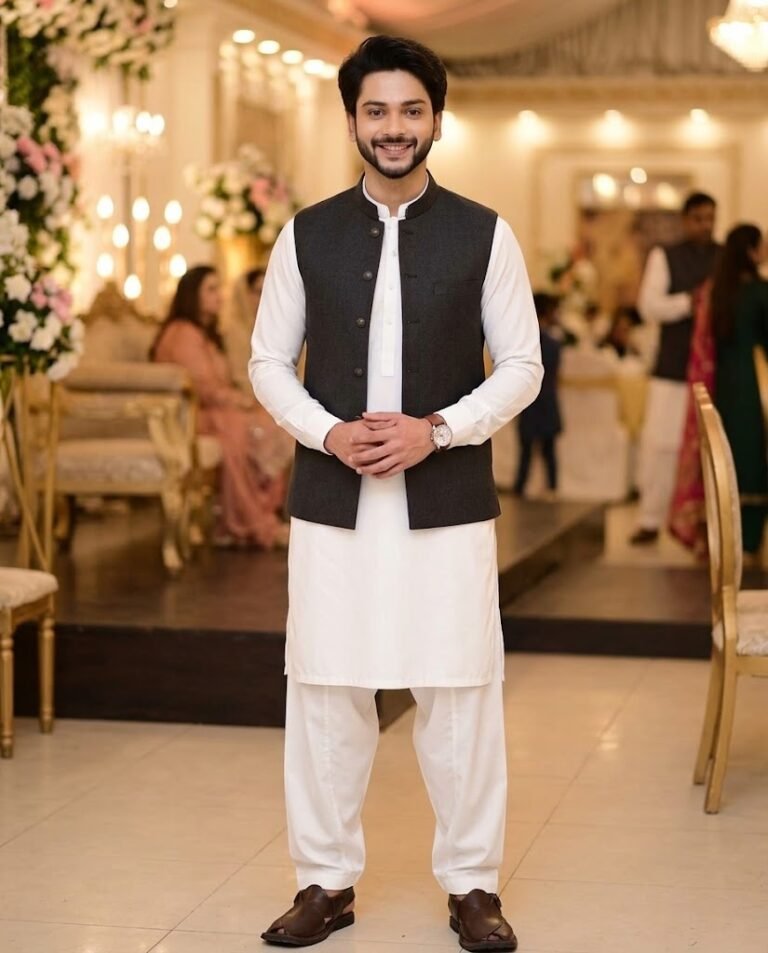 Wedding Look — White Shalwar Kameez + Waistcoat