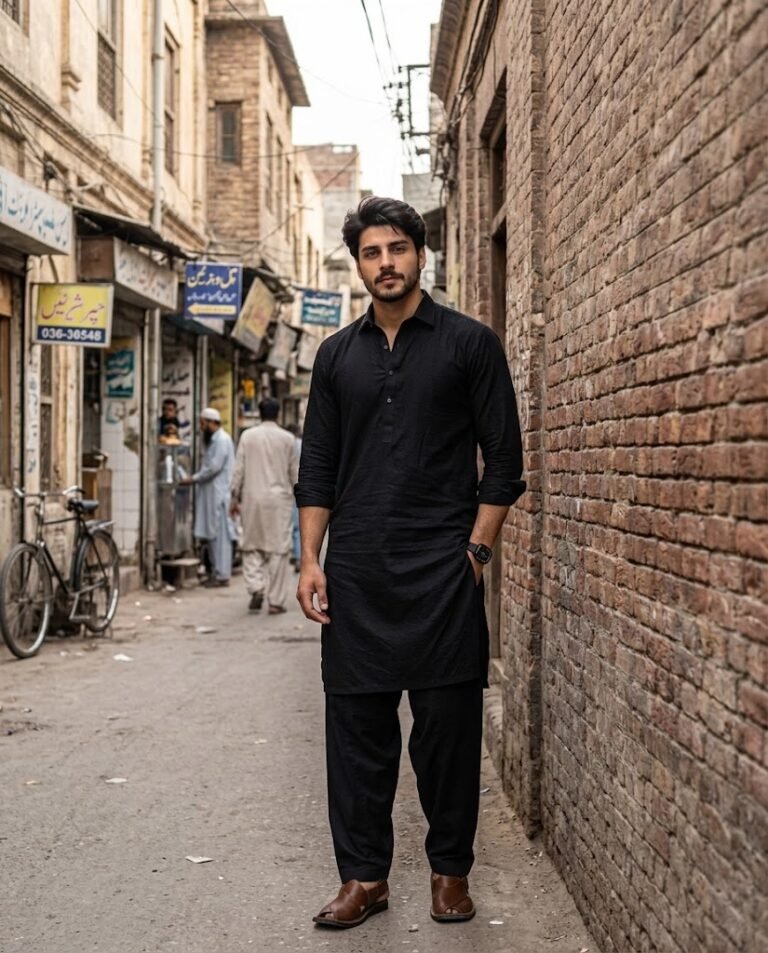 Lahore Old City — Black Shalwar Kameez