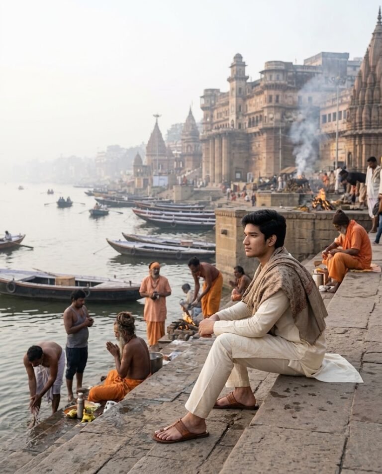 Varanasi Ghats — Cream Kurta