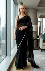 Black Saree — Bold Diva Look