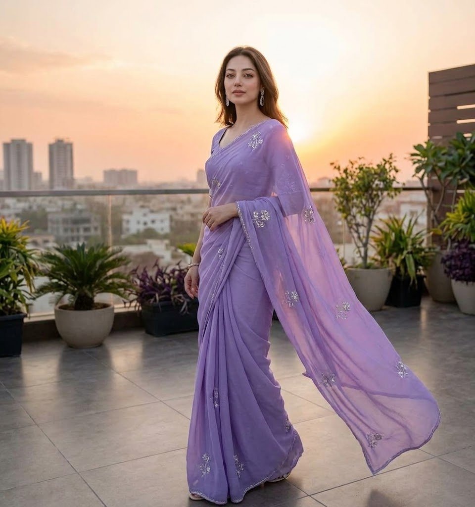 Lavender Saree at Golden Hour