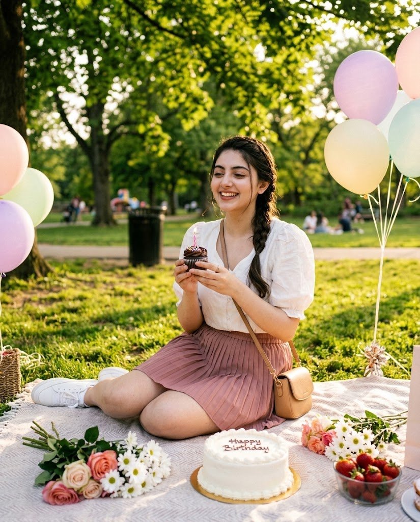 Pink Skirt Birthday Picnic at Sunset