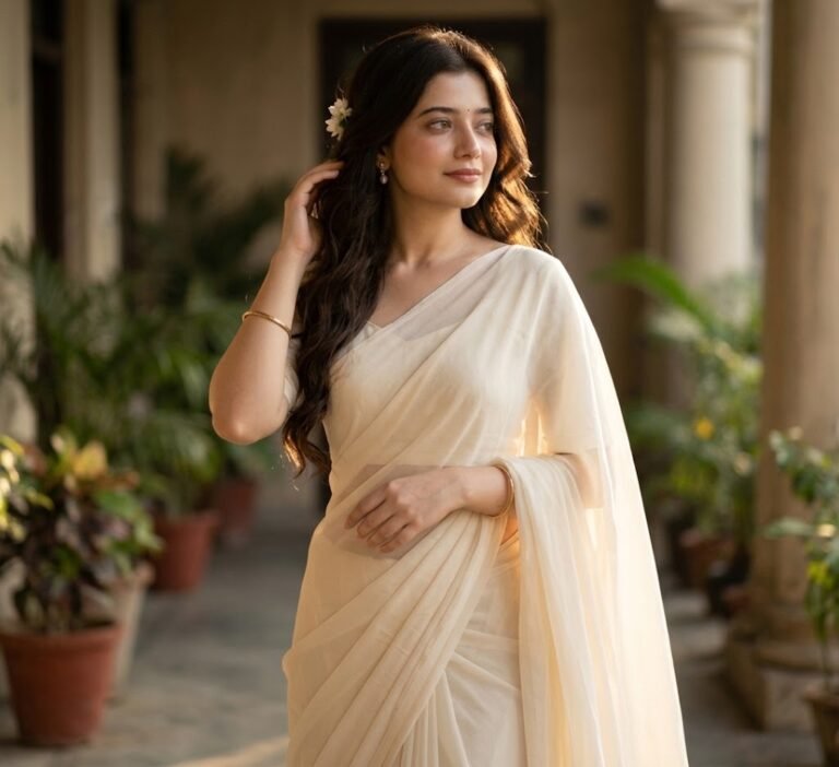 Blush Pink Saree Dreamy Portrait