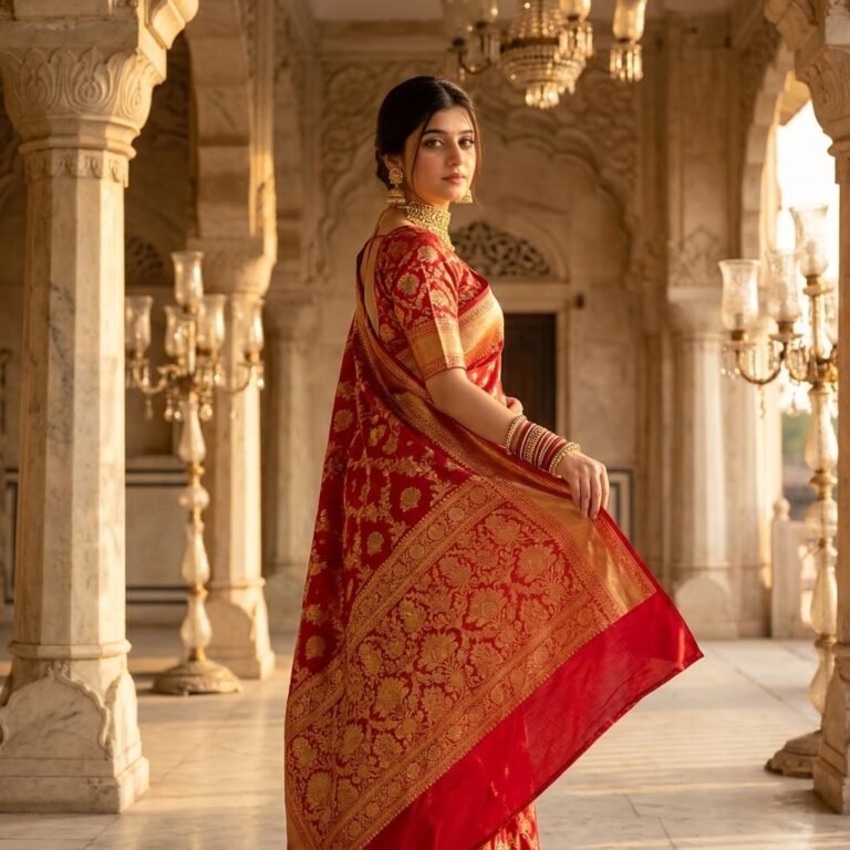 Royal Red Banarasi Saree — Palace Queen