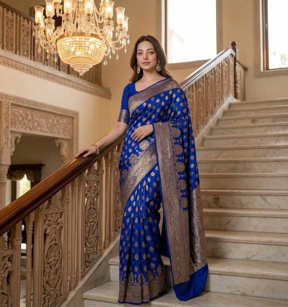 Royal Blue Banarasi Saree Elegance