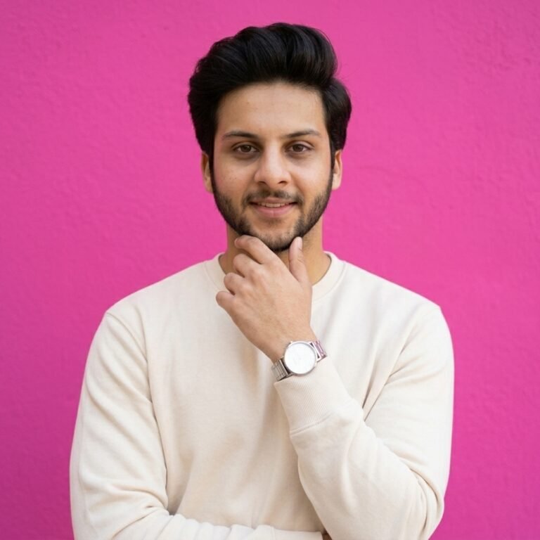 Magenta Pink Influencer Portrait for Boys