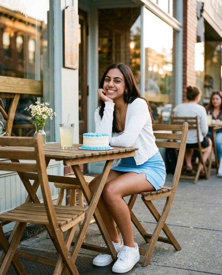Sky-Blue Mini Skirt and a Birthday Café