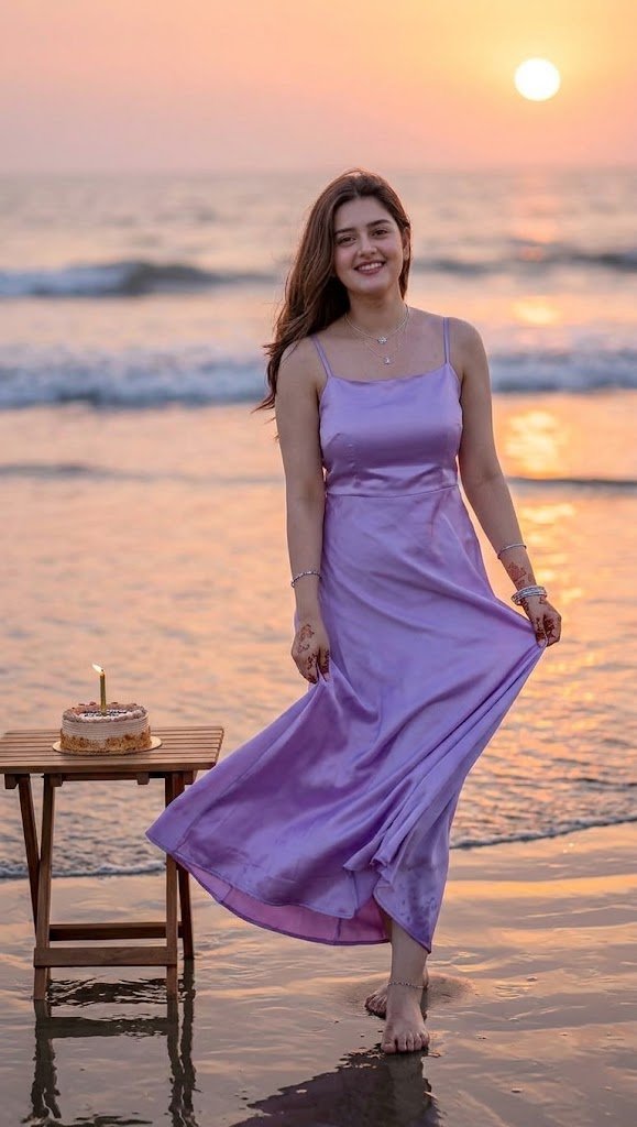 Lavender Satin Maxi Dress by the Beach