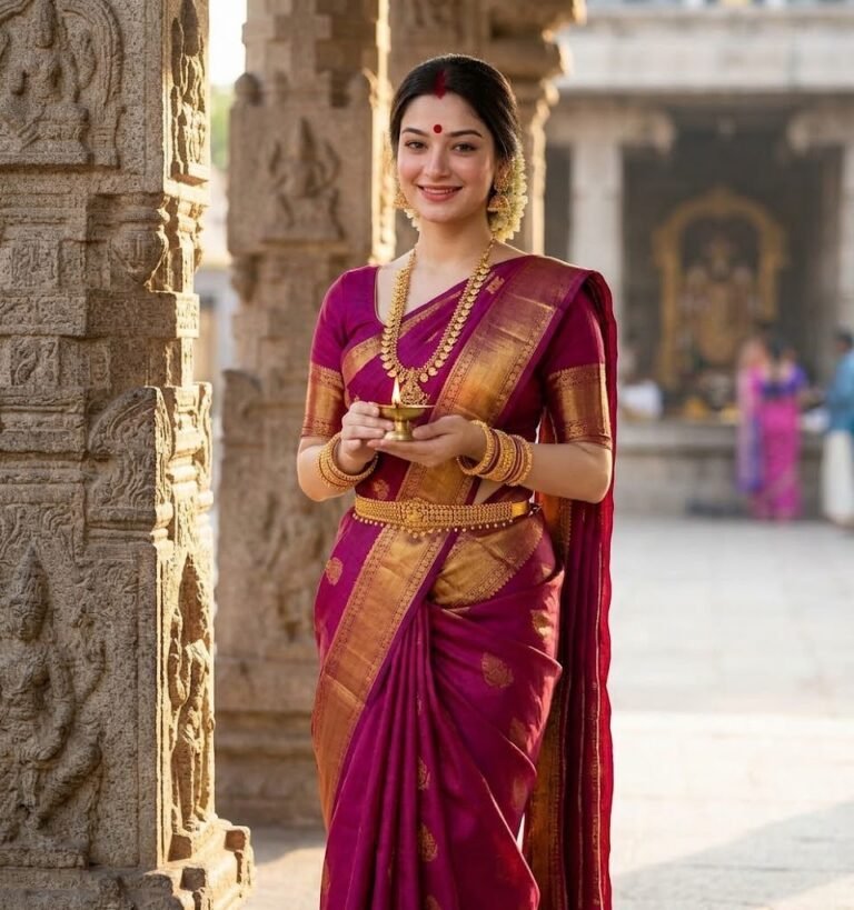 Magenta Kanjeevaram Saree — South Indian Elegance