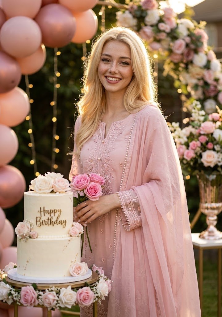 Golden Hour Birthday Princess in Pastel Pink