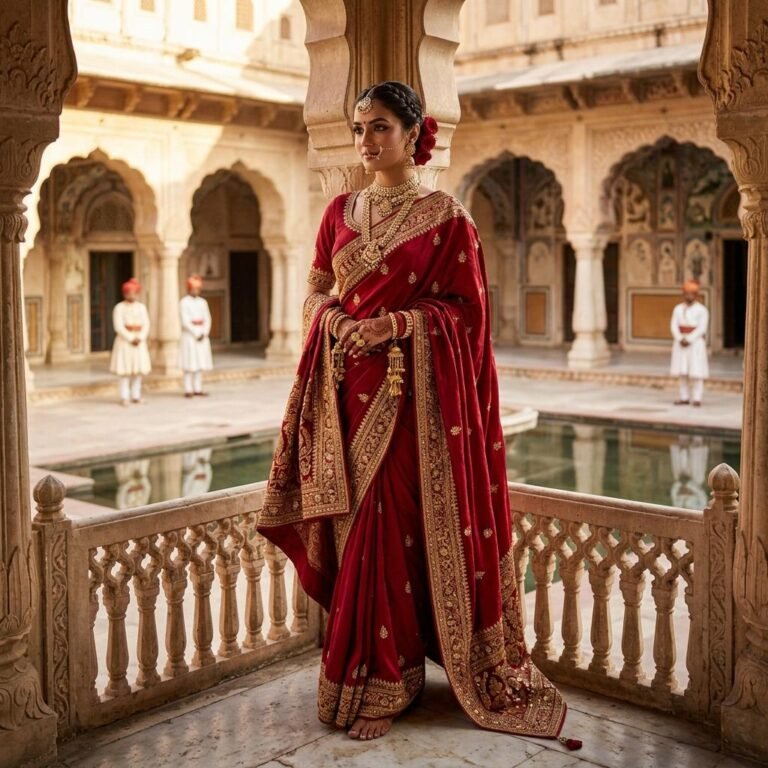 Royal Red Saree Palace Portrait